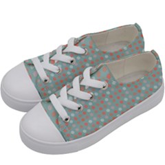 Peach Pink Eggs On Green Kids  Low Top Canvas Sneakers