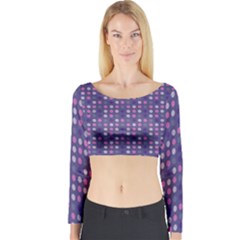 Violet Grey Purple Eggs On Grey Blue Long Sleeve Crop Top by snowwhitegirl