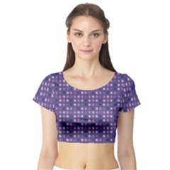 Violet Grey Purple Eggs On Grey Blue Short Sleeve Crop Top by snowwhitegirl