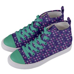 Violet Grey Purple Eggs On Grey Blue Women s Mid-top Canvas Sneakers