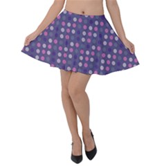 Violet Grey Purple Eggs On Grey Blue Velvet Skater Skirt