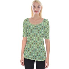 Green Brown  Eggs On Green Wide Neckline Tee