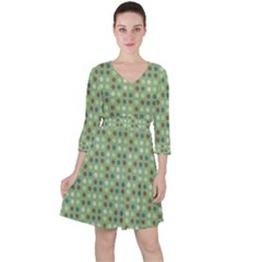 Green Brown  Eggs On Green Ruffle Dress