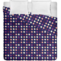 Peach Purple Eggs On Navy Blue Duvet Cover Double Side (king Size) by snowwhitegirl