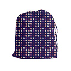 Peach Purple Eggs On Navy Blue Drawstring Pouches (extra Large) by snowwhitegirl