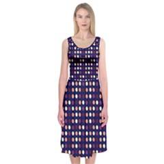 Peach Purple Eggs On Navy Blue Midi Sleeveless Dress by snowwhitegirl