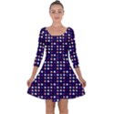 Peach Purple Eggs On Navy Blue Quarter Sleeve Skater Dress View1