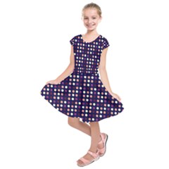 Peach Purple Eggs On Navy Blue Kids  Short Sleeve Dress by snowwhitegirl