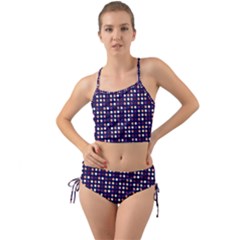 Peach Purple Eggs On Navy Blue Mini Tank Bikini Set