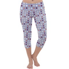 Pink Purple White Eggs On Lilac Capri Yoga Leggings by snowwhitegirl