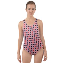 Grey Red Eggs On Pink Cut-out Back One Piece Swimsuit