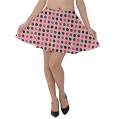 Grey Red Eggs On Pink Velvet Skater Skirt