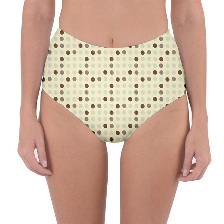 Brown Green Grey Eggs Reversible High-Waist Bikini Bottoms