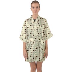 Brown Green Grey Eggs Quarter Sleeve Kimono Robe