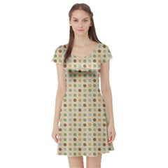 Green Brown Eggs Short Sleeve Skater Dress by snowwhitegirl