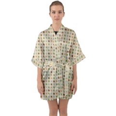 Green Brown Eggs Quarter Sleeve Kimono Robe