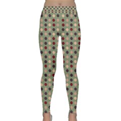 Grey Beige Burgundy Eggs On Green Classic Yoga Leggings by snowwhitegirl