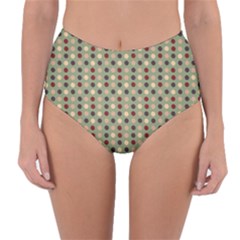 Grey Beige Burgundy Eggs On Green Reversible High-waist Bikini Bottoms by snowwhitegirl