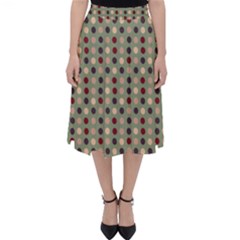 Grey Beige Burgundy Eggs On Green Folding Skater Skirt by snowwhitegirl