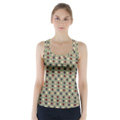 Grey Beige Burgundy Eggs On Green Racer Back Sports Top by snowwhitegirl