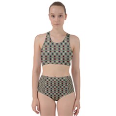 Grey Beige Burgundy Eggs On Green Racer Back Bikini Set by snowwhitegirl