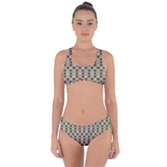 Grey Beige Burgundy Eggs On Green Criss Cross Bikini Set by snowwhitegirl