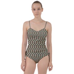 Grey Beige Burgundy Eggs On Green Sweetheart Tankini Set by snowwhitegirl