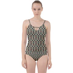 Grey Beige Burgundy Eggs On Green Cut Out Top Tankini Set by snowwhitegirl