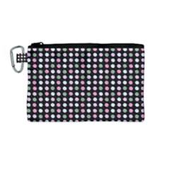 Pink Green Eggs On Black Canvas Cosmetic Bag (medium)