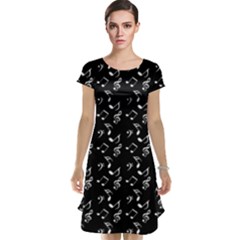 Black Music Notes Cap Sleeve Nightdress by snowwhitegirl