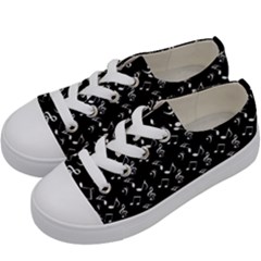 Black Music Notes Kids  Low Top Canvas Sneakers