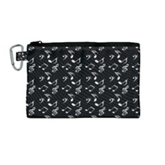 Black Music Notes Canvas Cosmetic Bag (medium) by snowwhitegirl