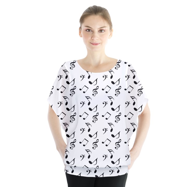 White Music Notes Blouse