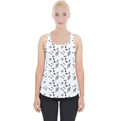 White Music Notes Piece Up Tank Top