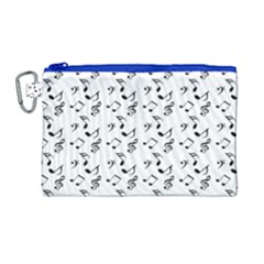 White Music Notes Canvas Cosmetic Bag (large)