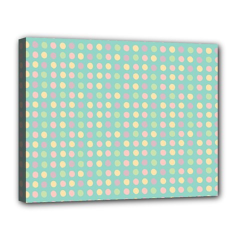 Pink Peach Green Eggs On Seafoam Canvas 14  X 11  by snowwhitegirl