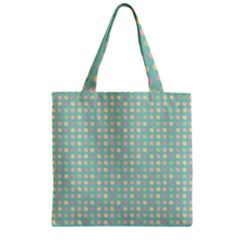 Pink Peach Green Eggs On Seafoam Zipper Grocery Tote Bag by snowwhitegirl