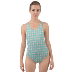 Pink Peach Green Eggs On Seafoam Cut-out Back One Piece Swimsuit