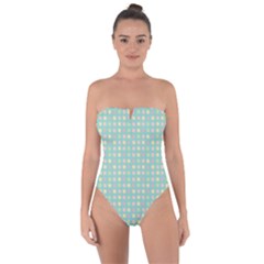 Pink Peach Green Eggs On Seafoam Tie Back One Piece Swimsuit