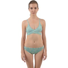 Pink Peach Green Eggs On Seafoam Wrap Around Bikini Set