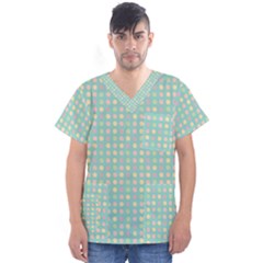 Pink Peach Green Eggs On Seafoam Men s V-neck Scrub Top