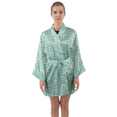 Pink Peach Green Eggs On Seafoam Long Sleeve Kimono Robe