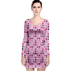 Grey Magenta Eggs On Pink Long Sleeve Bodycon Dress by snowwhitegirl