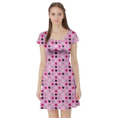 Grey Magenta Eggs On Pink Short Sleeve Skater Dress by snowwhitegirl