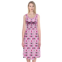 Grey Magenta Eggs On Pink Midi Sleeveless Dress by snowwhitegirl