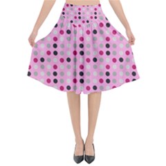 Grey Magenta Eggs On Pink Flared Midi Skirt by snowwhitegirl