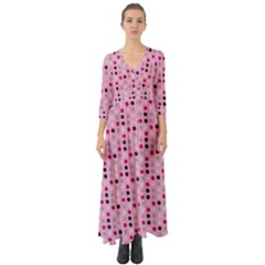 Grey Magenta Eggs On Pink Button Up Boho Maxi Dress by snowwhitegirl