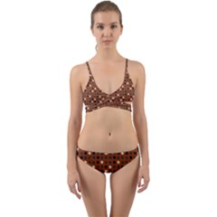 Grey Eggs On Russet Brown Wrap Around Bikini Set