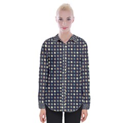 Beige Blue Cream Eggs On Grey Blue Womens Long Sleeve Shirt