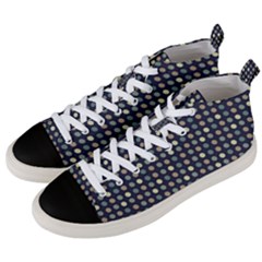 Beige Blue Cream Eggs On Grey Blue Men s Mid-top Canvas Sneakers by snowwhitegirl